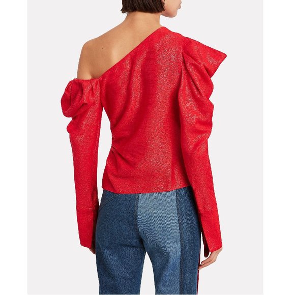 💎🔥 HELLESSY Gia Asymmetric Lamé Blouse - Picture 6 of 14